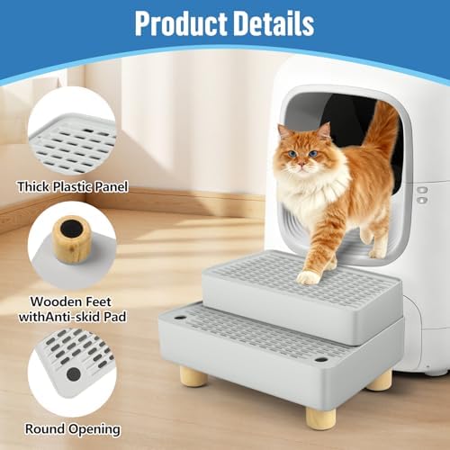 Extra Large 2 Steps Cat Litter Box Step Ramp, Cat Litter Catcher Mat - Image 4