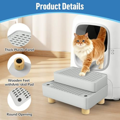 Extra Large 2 Steps Cat Litter Box Step Ramp, Cat Litter Catcher Mat - Image 4