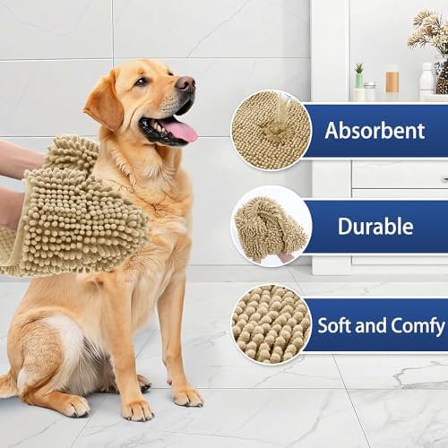 OLANLY Chenille Dog Bath Towel 31x13, Ultra Absorbent Quick Dry Pet Towel - Image 5