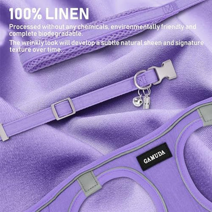 GAMUDA Small Pet Harness Collar and Leash Set, Step in No Chock No Pull Linen - Image 2
