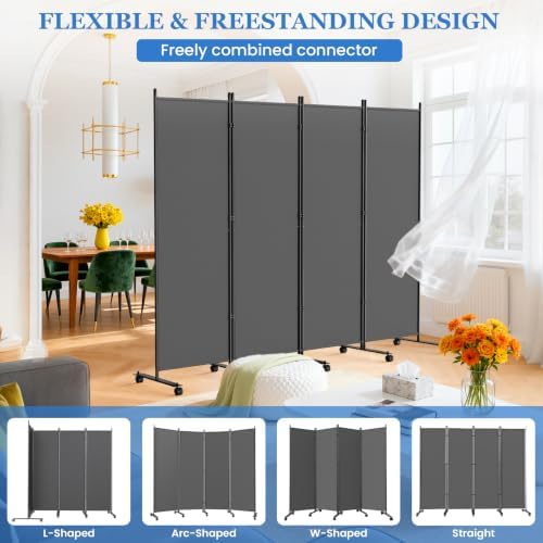 SUNALLY Room Divider Privacy Screens, 6 Panels Dividers - Image 4