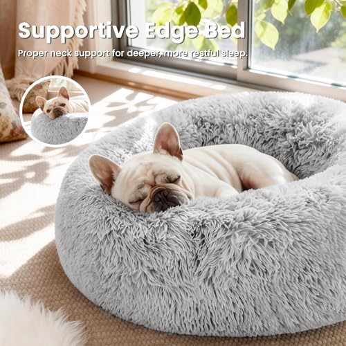 Love's cabin Calming Cat Bed for Indoor Cats, Anti-Anxiety Donut Round Dog Bed - Image 2