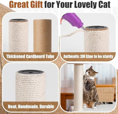 OSPNIEEK 4 Pack 15.7" M8 Cat Scratching Post Replacement, Natural Sisal Rope - Image 7