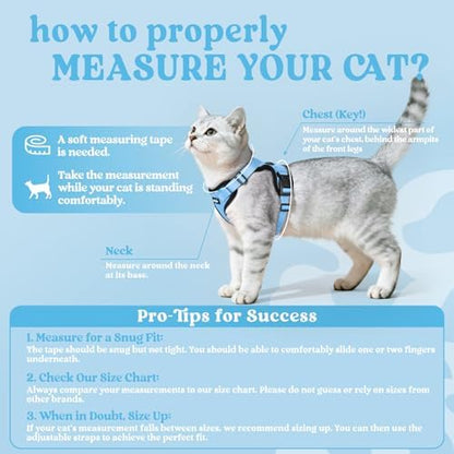 rabbitgoo Cat Harness and Leash Set, Escape Proof Vest, Light Blue - Image 2