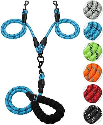 Double Dog Leash Reflective Detachable Coupler &360° Swivel Tangle Free by Gokotta