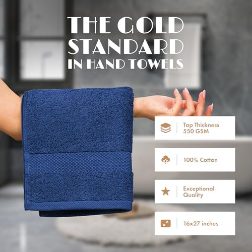 Wealuxe Navy Blue Hand Towels 16x27 - Image 2