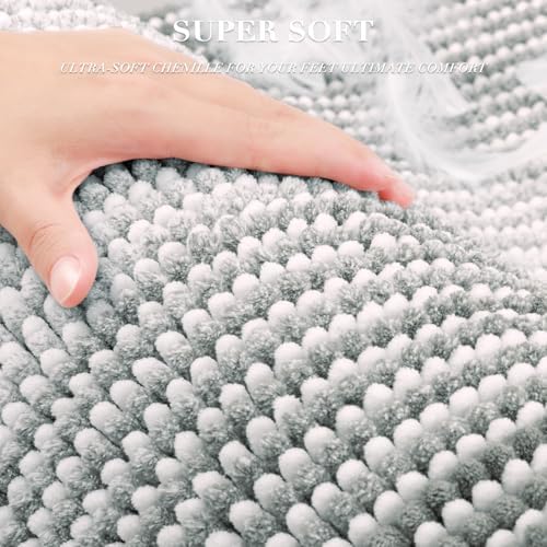 BSICPRO Bathroom Rugs Sets 2 Piece, Non Slip Striped Bath Mats, Light Gray - Image 3