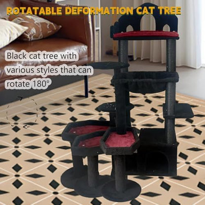 Gothic Cat Tree with Coffin Bed, Spooky Cat Tower with Scratching Post - Image 5