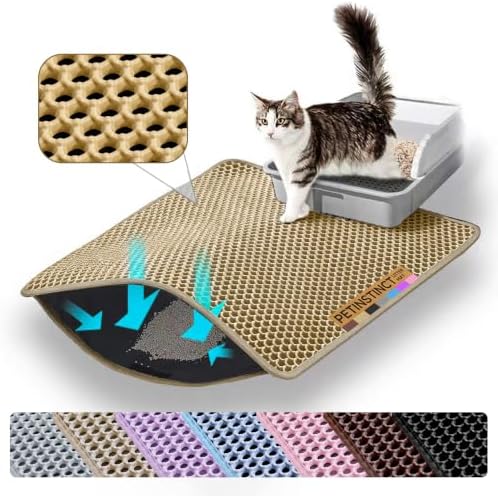 Cat Litter Mat, Double Layer Honeycomb Litter Box Mat by Petinstinct