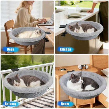 IPOW Heavy Duty 360°Rotating Cat Desk Bed Semi-Circular Cat Bed Hold Up to 40lb - Image 6