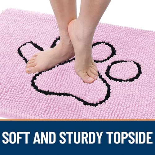 OLANLY Dog Door Mat for Muddy Paws 30x20, Paw Print Design Chenille Mud Mat - Image 4