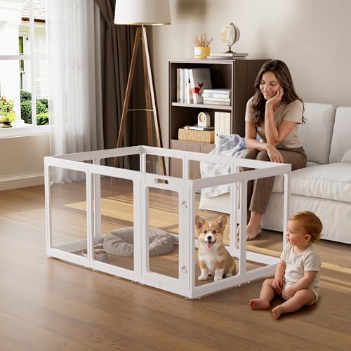 Clear Acrylic Dog Playpen Indoor Pet Pen, 10 Panels by ClimbHope