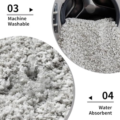 Disolla Grey & White Bathroom Runner Rug 24x59, Soft Plush Large Bath Mat - Image 5