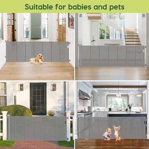 Reinforced 80 Inch Extra Wide Retractable Dog Gate to Prevent Crawling Through - Image 6