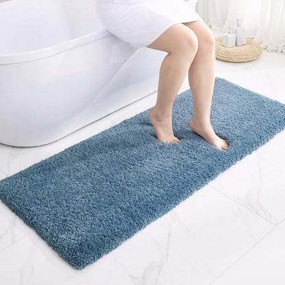 Disolla Blue Bathroom Runner Rug 24x70, Plush Extra Large Bath Mat by Disolla