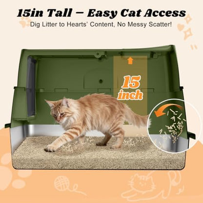 Stainless Steel Litter Box | Enclosed Cat Litter Box - Image 7