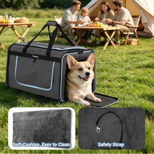 Large Pet Carrier with Wheels, Foldable Rolling Cat Carrier with Telescopic - Image 6