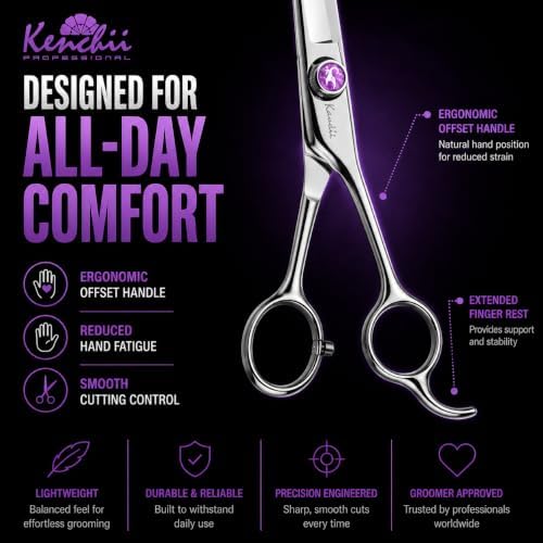 Kenchii Scorpion Dog Grooming Scissors 9in Straight, Micro-Serrated - Image 4