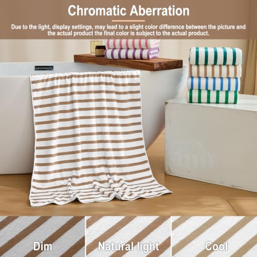 JML Microfiber Beach Towels, 6 Pack, Cabana Stripe Coffee - Image 5