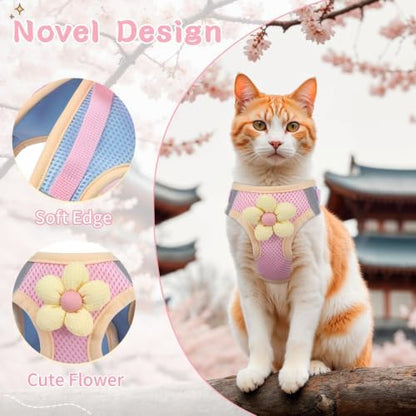 Cat Harness and Leash Set, Escape Proof Soft Vest Walk Pink S - Image 2
