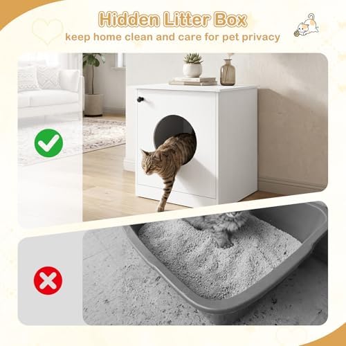 Tangkula White Cat Litter Box Enclosure - Image 4
