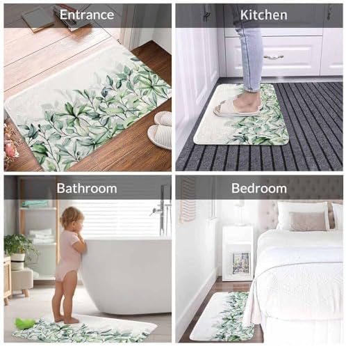 Watercolor Leaf Bath Rugs for Bathroom Hand Paint Leaves Durable Flannel Bath - Image 4
