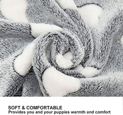 1 Pack 3 Puppy Blankets Super Soft Warm Sleep Mat Grey Cute Print Blanket - Image 4
