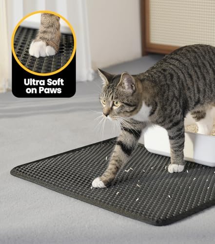 Cat Litter Trapping Mat, Hexagon Grids & Anti-Leak Base, Machine Washable - Image 4