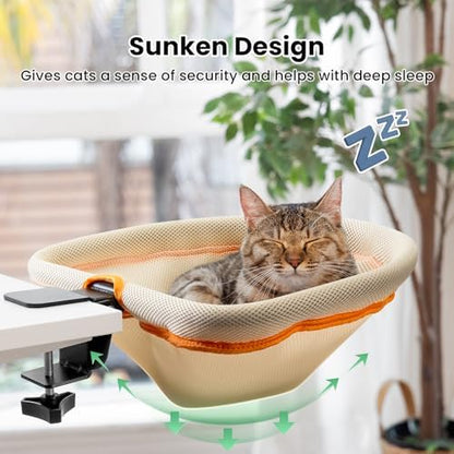 JUNSPOW Cat Desk Bed One-Click Folding, Maximum Holds 40lb, Cream Mesh - Image 3
