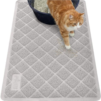 GORILLA GRIP Cat Litter Box Mat, Coiled Mesh Trapping Mats 40x28 Light Gray by GorillaGrip