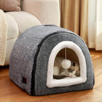 Cat Bed for Indoor Cats，Foldable cat cave，Anti-Slip & Water-Resistant - Image 2