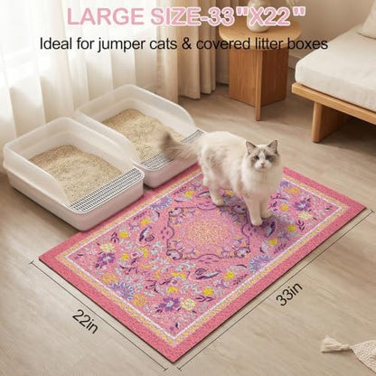 Glittme Cat Litter Mat with Non-Slip Bottom Litter Box Mat 33"X22" Litter - Image 6