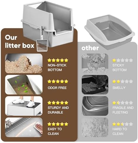 16" High Sides Stainless Steel Litter Box - Image 7
