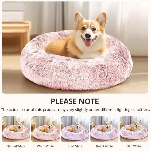 JOLLYVOGUE Calming Small Pink Dog & Cat Bed - Image 6