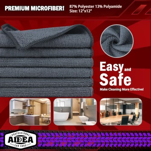 AIDEA Microfiber Cleaning Cloth Grey 10PK, Microfiber Towels 12"×12" - Image 6