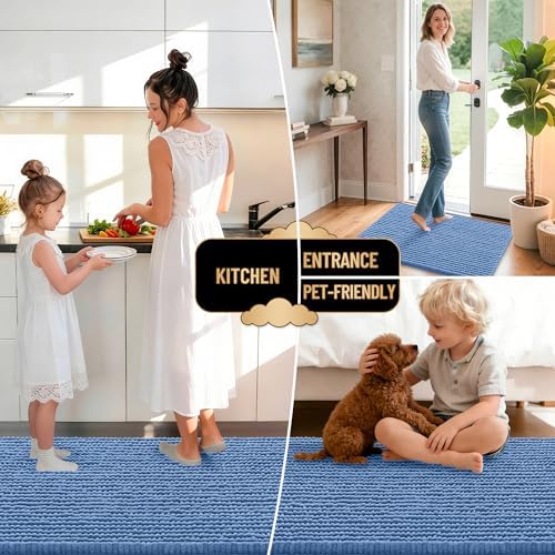 OLANLY Thick Chenille Bathroom Runner Rugs Mats 44x24, Cornflower Blue - Image 6
