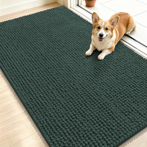 Smiry Dog Door Mat for Muddy Paws 48x30, Ultra Absorbent Chenille Doormat by Smiry