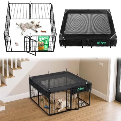FXW Rollick Dog Playpen with Mesh Top Cover, 8 Panels by FXW