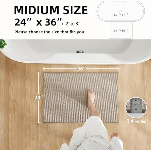 TYUU Bathroom Rugs Non Slip Washable, Super Absorbent Thin Bath Mat Quick Dry - Image 2