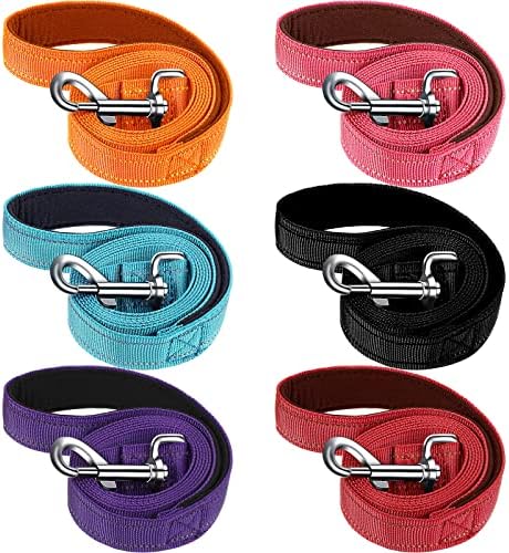 6 Pack Dog Leashes for Large Dogs, Reflective Nylon, Padded Handle, 5 ft by Perthlin