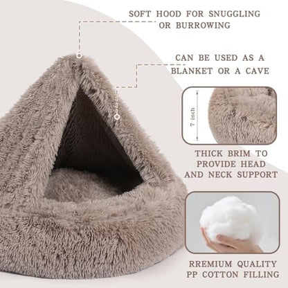 NOYAL Calming Donut Dog Bed, Hooded Cave - Image 3