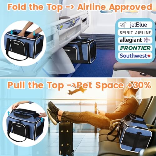 Petskd Top-Expandable Small Pet Carrier 17"x12"x8.5" Airline Approved - Image 2