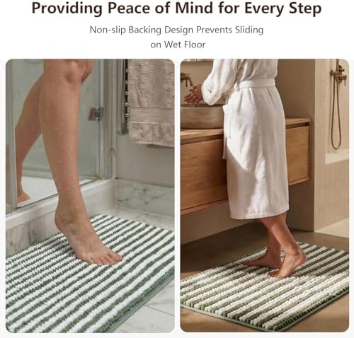 Chenille Bathroom Rug Non Slip Washable, Absorbent Bath Mat - Image 3