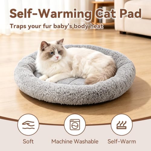 LESYPET Round Cat Bed for Cats Small Dogs - Image 5