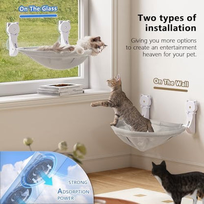 JUNSPOW Cat Window Perch Cordless, Foldable & Stable Cat Beds- Breathable Cat - Image 3