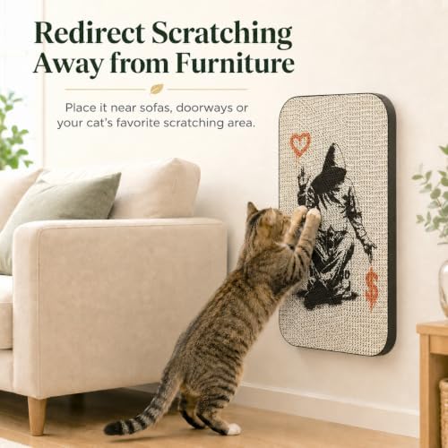 Cat Wall Scratcher, Art Cat Scratching Board - Image 3