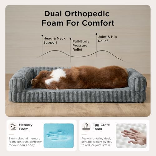 Bedsure ComfyFleece® Memory Foam Orthopedic Dog Beds Large Sized Dog 35" - Image 3