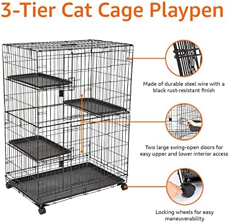 Amazon Basics Large 3-Tier Cat Cage Playpen - Image 3