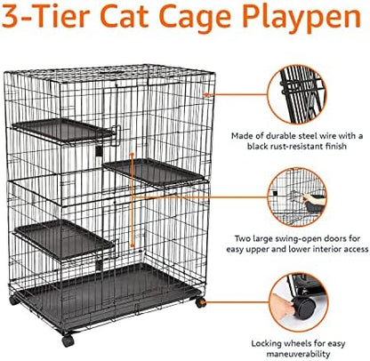 Amazon Basics Large 3-Tier Cat Cage Playpen - Image 3