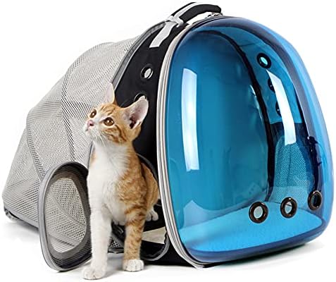 Tinted Blue Cat Backpack, Expandable Space Capsule Polarized Pet Carrier by halinfer